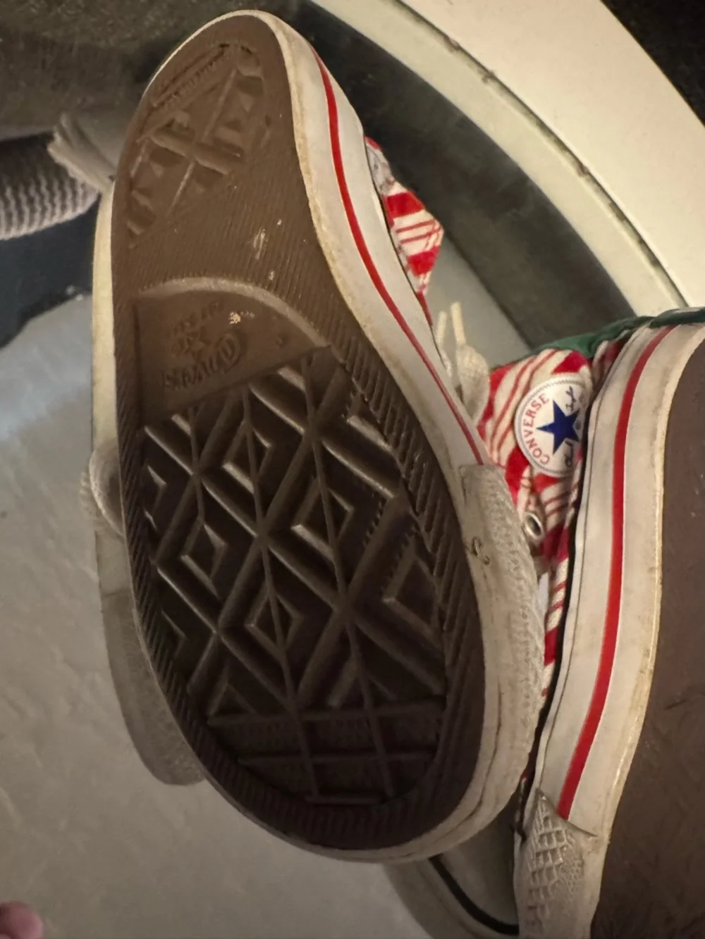 Converse baby size All Star Red & White Striped High-Top Sneakers